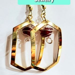 Red and Gold Handmade Earrings